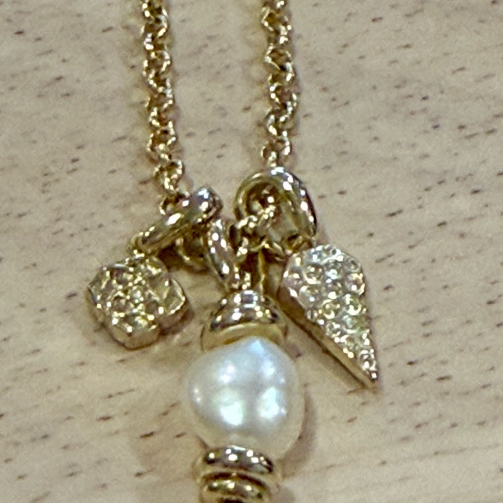 Kendra Scott Gold Necklace with Pearl and Crystal Charms